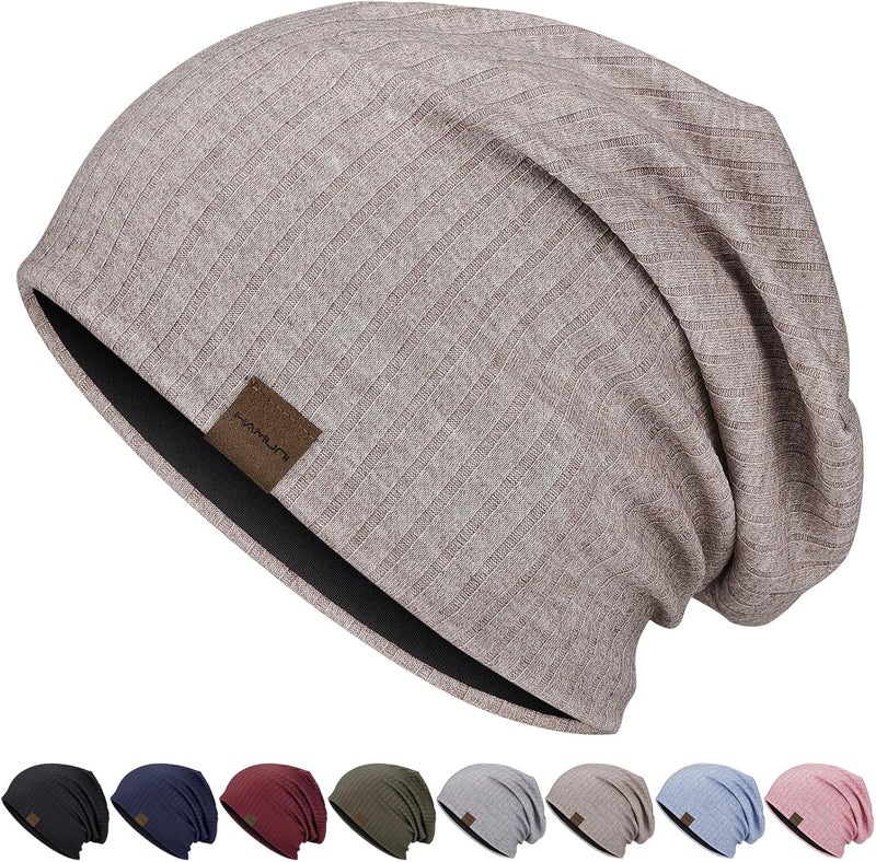 HAMUNI Slouchy Beanie for Men Women Soft Lightweight Running Beanie Hat Chemo Cap Skull Cap - Image 1